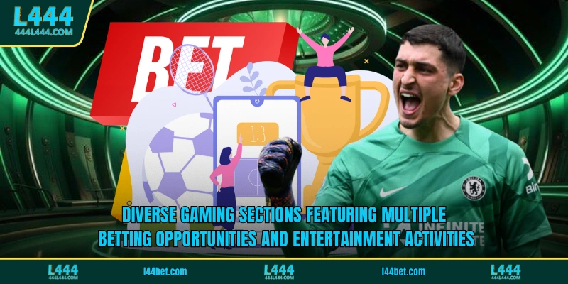 Diverse gaming sections featuring multiple betting opportunities and entertainment activities