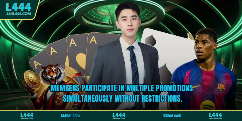 Members participate in multiple promotions simultaneously without restrictions.